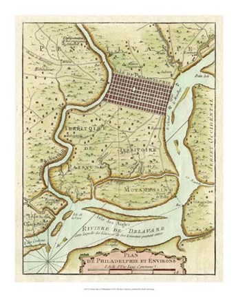 Framed Petite Map of Philadelphia Print