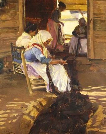 Framed Making Fishing Nets Print