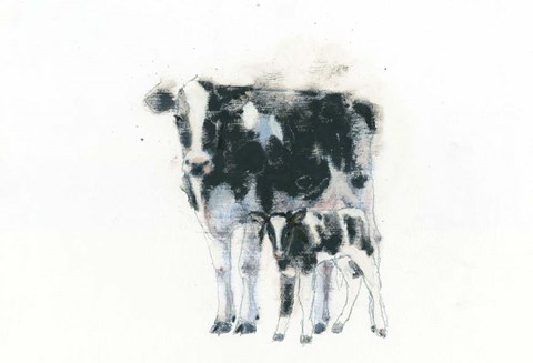 Framed Cow and Calf Print