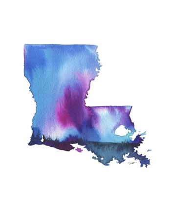 Framed Louisiana State Watercolor Print