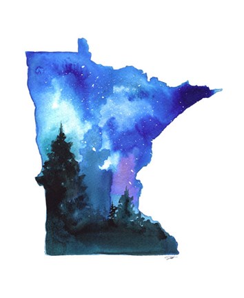 Framed Minnesota State Watercolor Print