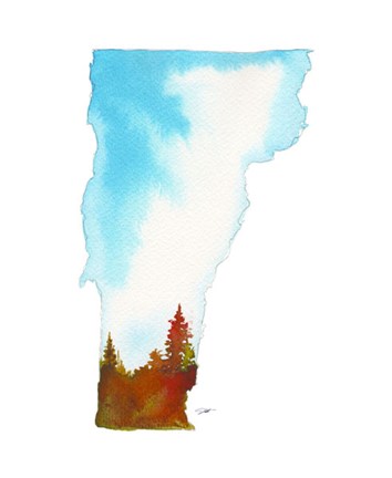 Framed Vermont State Watercolor Print