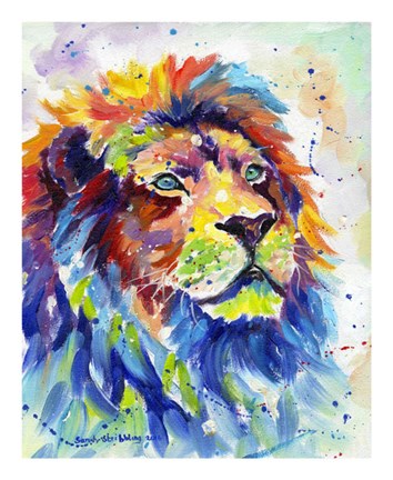 Framed Colorful African Lion Print