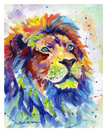 Framed Colorful African Lion Print