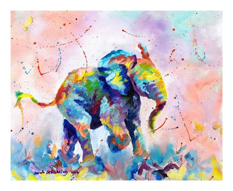 Framed Colorful Elephant Print