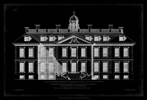 Framed Vintage Facade Blueprint IV Print