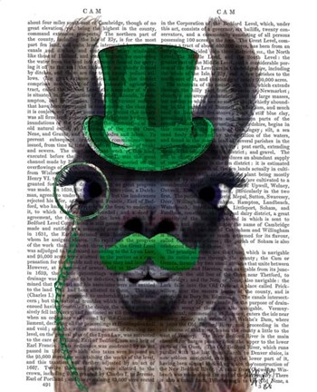 Framed Llama With Green Top Hat and Moustache Print