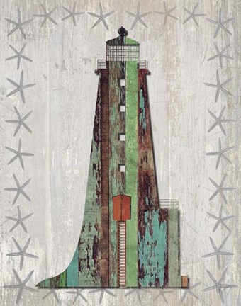 Framed Distressed Wood Style Lighthouse 1 Print
