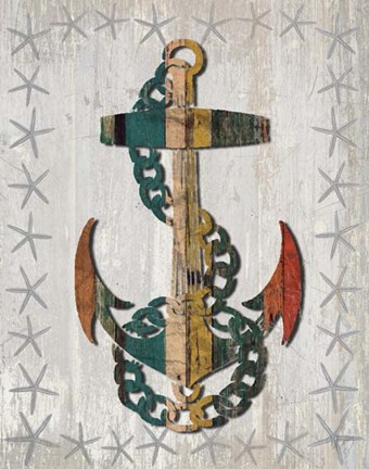 Framed Distressed Wood Style Anchor 1 Print