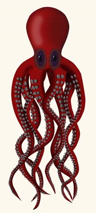 Framed Giant Octopus Red Print