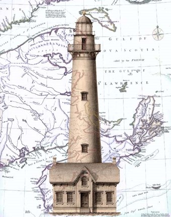 Framed Lighthouse and Cottage Print