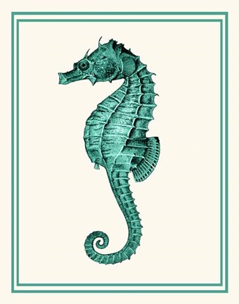 Framed Mixed Nautical Green on Cream e Print