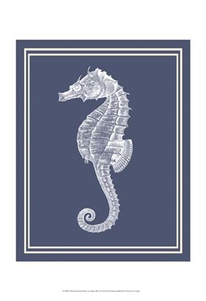 Framed Mixed Nautical White on Indigo Blue d Print