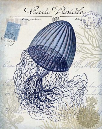 Framed Seaside Postcard Cream f Print