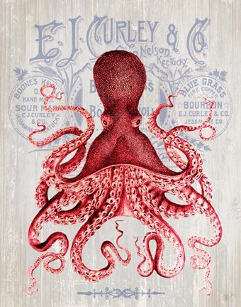 Framed Octopus Prohibition Octopus On White Print