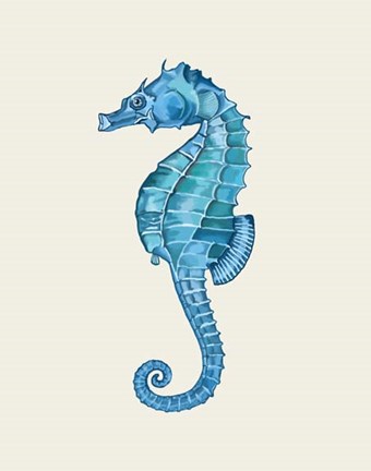 Framed Blue Seahorse Print