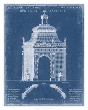 Framed Garden Treillage Blueprint I Print