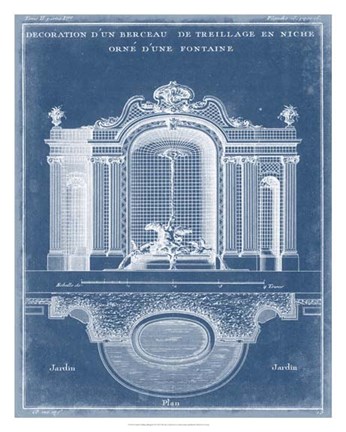 Framed Garden Treillage Blueprint II Print