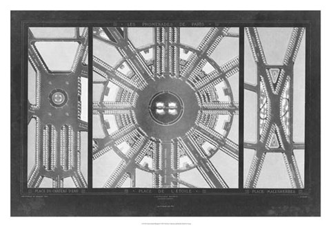 Framed French Garden Blueprint I Print