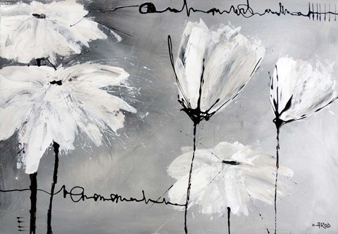 Framed White Flowers Print