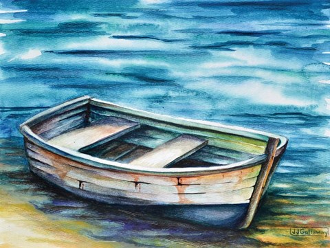 Framed Beached Rowboat Print