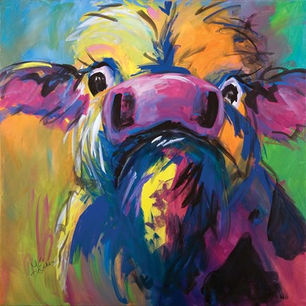 Framed Colorful Cow Print