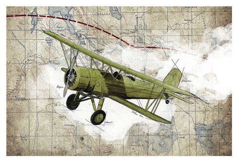 Framed Biplane 2 Print