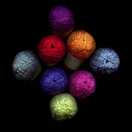 Framed Colourful Balls Of Wool Print