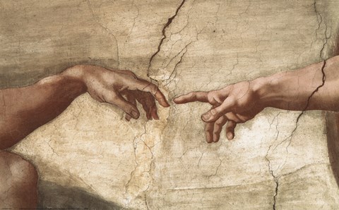 Framed Creation Of Adam (detail of hands) Print