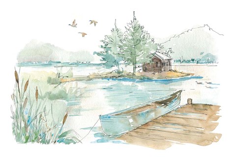 Framed Lakehouse II on White Print