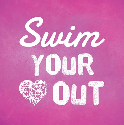 Framed Swim Your Heart Out - Pink Print