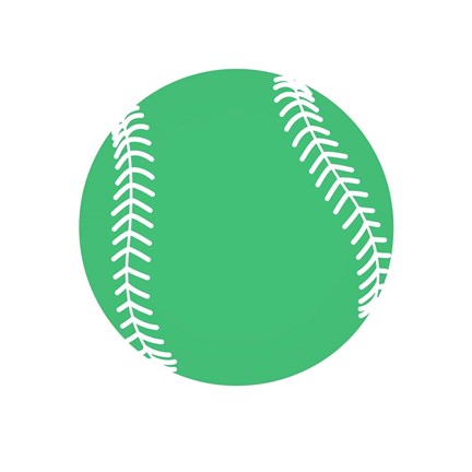 Framed Pastel Green Softball on White Print