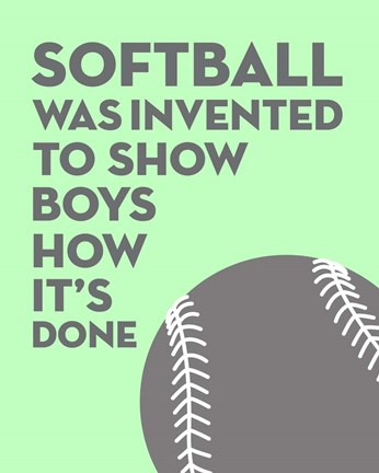 Framed Softball Quote - Grey On Mint Print