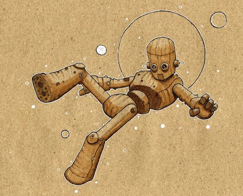 Framed Floating Robot 2 Print