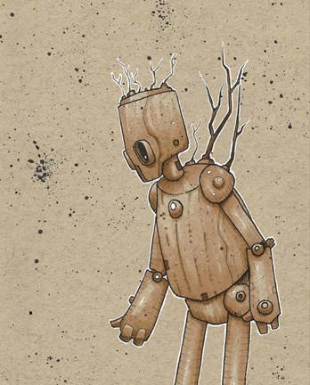 Framed Ink Marker Bot Trees Print