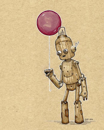 Framed Rusty Robot Balloon Print