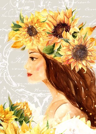 Framed Sunflower Girl I Print
