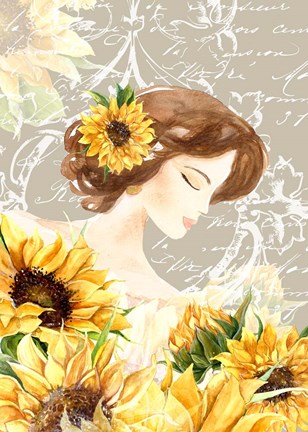 Framed Sunflower Girl II Print