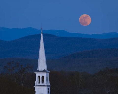 Framed Moon Over Vermont Hills Print