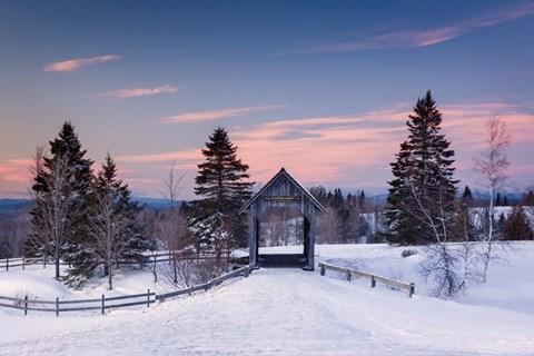 Framed Snow at the Bridge Print