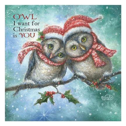 Framed Owl I Want for Christmas is You! Print