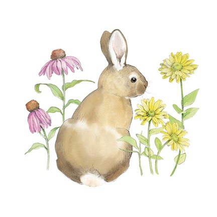 Framed Wildflower Bunnies I Sq Print