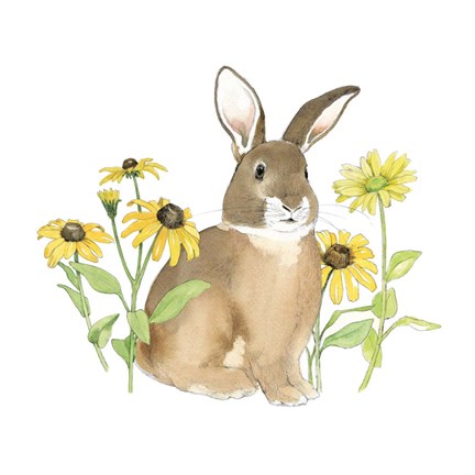 Framed Wildflower Bunnies III Sq Print