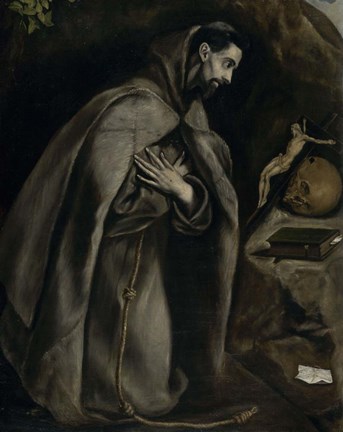 Framed Saint Francis in Prayer Before a Crucifix, c. 1590 Print