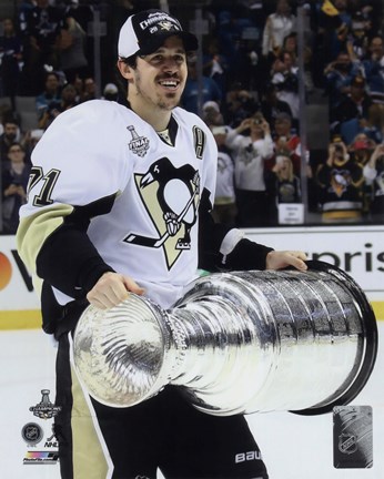 Framed Evgeni Malkin with the Stanley Cup Game 6 of the 2016 Stanley Cup Finals Print