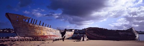 Framed Shipwreck at Etel River, Brittany, France Print