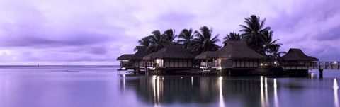 Framed Resort at Dusk, Tahiti, French Polynesia Print
