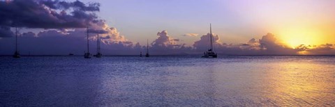 Framed Boats in the Pacific ocean, Tahiti, French Polynesia Print
