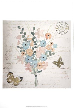 Framed Gilded Fleurs Pastel II - Metallic Foil Print