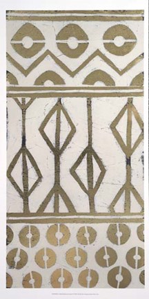 Framed Tribal Pattern in Cream I - Metallic Foil Print